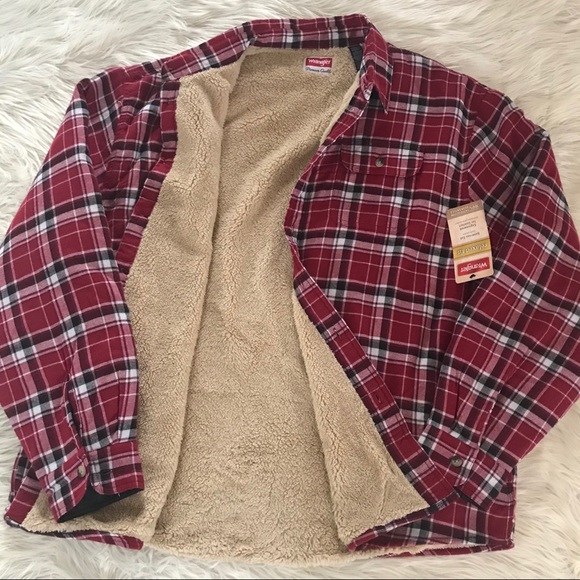 Mens Wrangler Plaid Sherpa Lined Shirt 